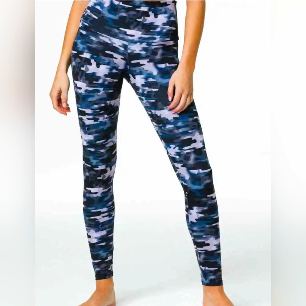 Onzie High Rise Leggings Stormy Camo Ankle Length Women's Size L